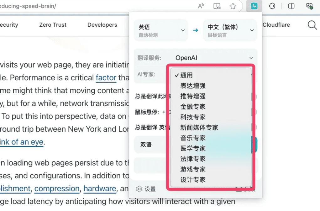选择 OpenAI 专家翻译领域